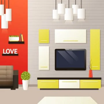 Living Room Interior Stock Illustration