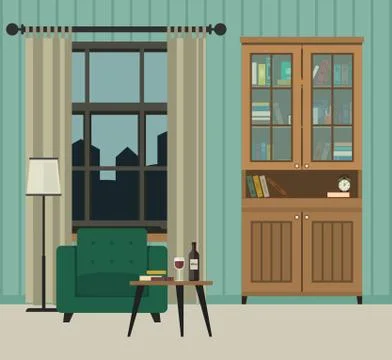 Living room interior. Stock Illustration
