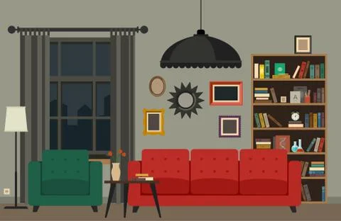 Living room interior Stock Illustration