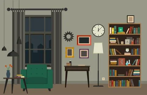 Living room interior Stock Illustration