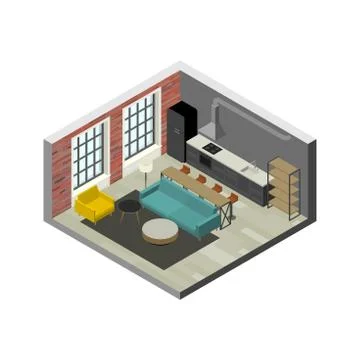 Living room interior Stock Illustration