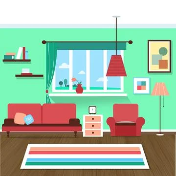 Living room interior Stock Illustration