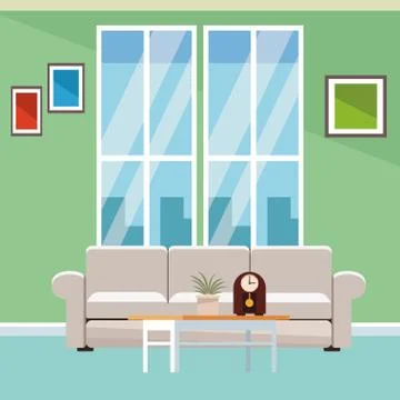 Living room interior Illustrazione stock