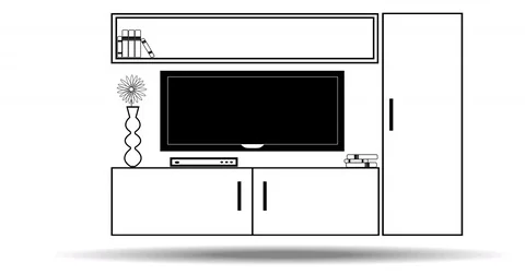 Living Room Interior in a linear style animated. Stock Footage 75070506