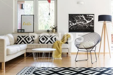 Living room interior with poster Stock-Fotos