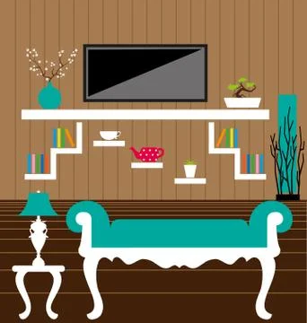 Living room interior vector Stock Illustration