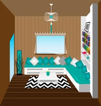 Living room interior vector Stock Illustration