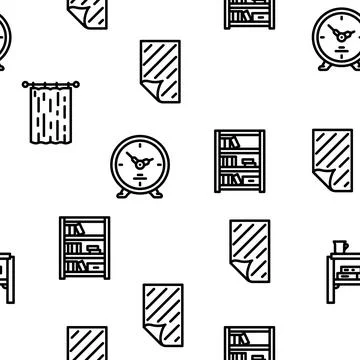 Living room interior vector seamless pattern Stockillustratie