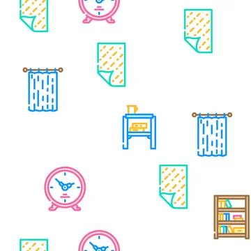 Living room interior vector seamless pattern Stock Illustration