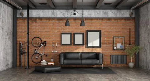 Living room in a loft Stock Illustration