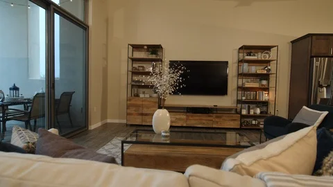 Living Room Lower to Behind Couch Stock Footage 112895928