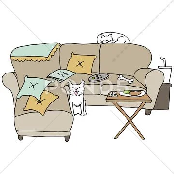 Living room pets Stock Illustration