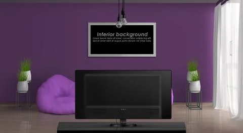 Living room realistic vector interior mockup Stock Illustration