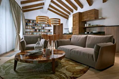 Living room rustic style Stock Illustration