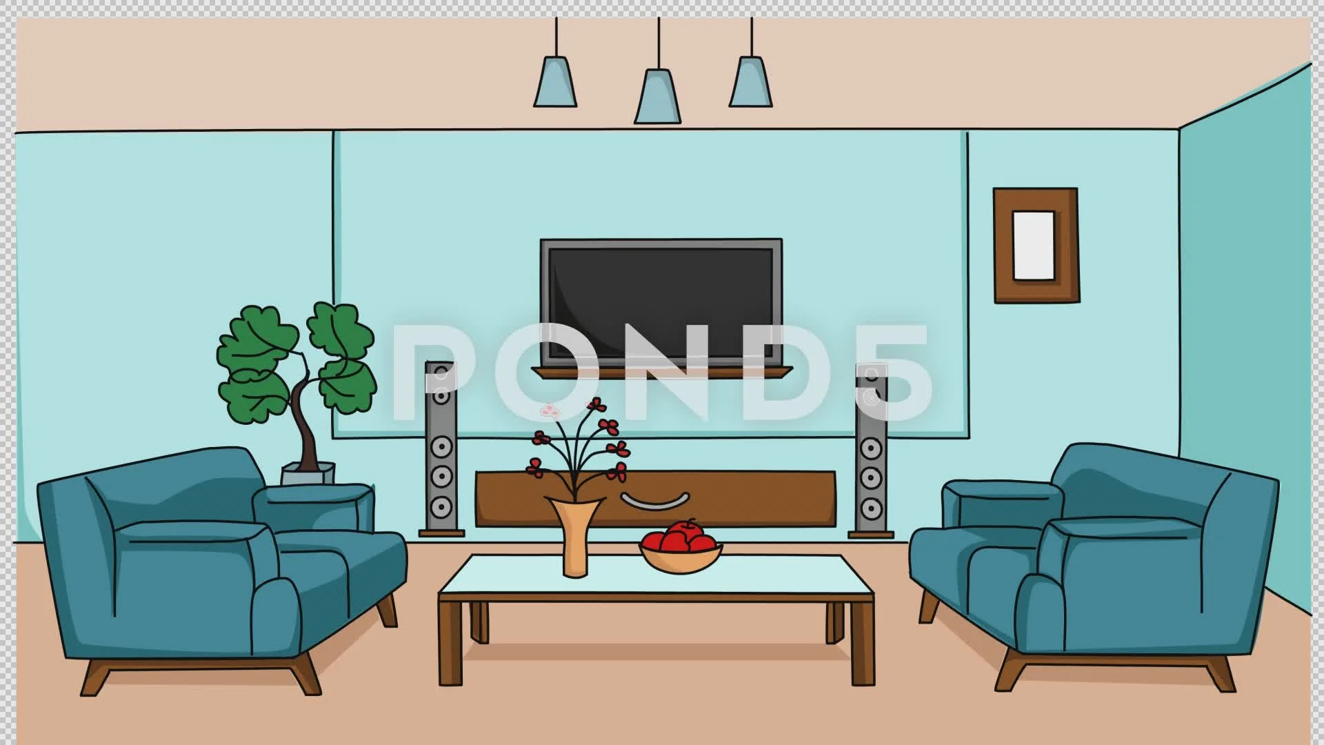 living room sketch illustration hand dra... | Stock Video | Pond5