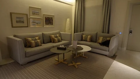 Living room with sofas in a hotel room. Stock Footage 105227565
