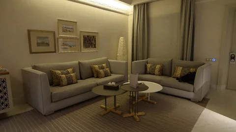 Living room with sofas in a hotel room. Stock Footage 105227617