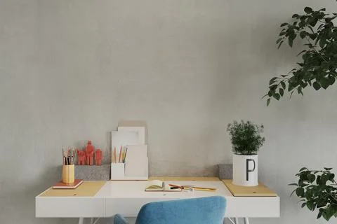 Living room with wall, 3d render Stock Illustration