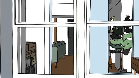 Living room from window Ilustración de archivo