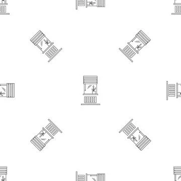 Living room window pattern seamless Stock Illustration
