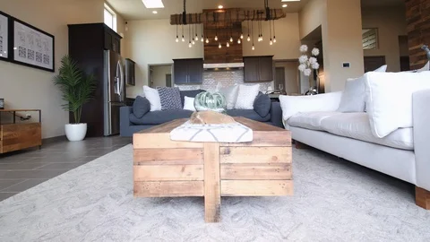 Living Space Rise from Coffee Table Stock Footage 112896504
