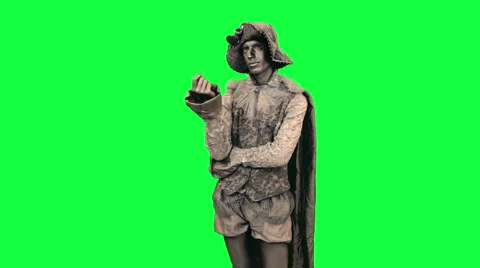Living statue is afraid Chromakey Stock Footage 47843655