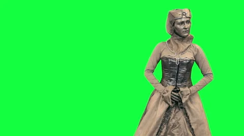 Living statue demonstrates an imaginary object Stock Footage 47843537