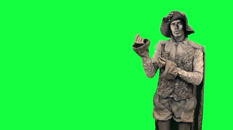 Living statue demonstrates an imaginary object Stock Footage 47843565
