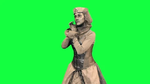 Living statue demonstrates an imaginary object Chromakey Stock Footage 47843632