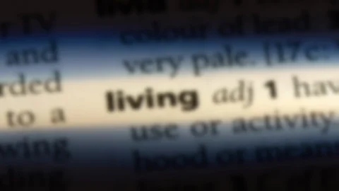 Living word in a dictionary. Stock Footage 99562789