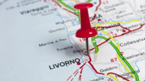 LIVORNO on a map Stock Footage 176940134