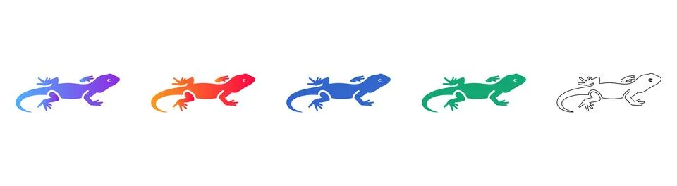 Lizard Animal Icon Set Illustrazione stock
