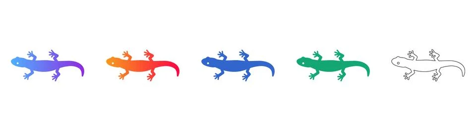 Lizard Animal Icon Set in Various Styles Stock Illustration