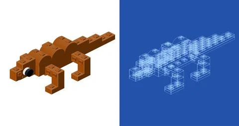 Lizard blueprint project idea and implementation. Vector Stock Illustration