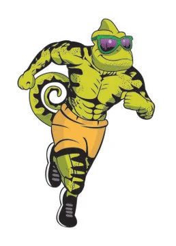Lizard cartoon running logo Stock Illustration