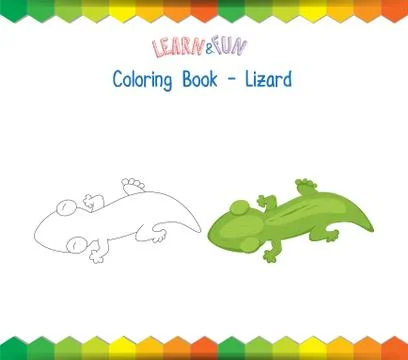 Lizard coloring book educational game Stock Illustration