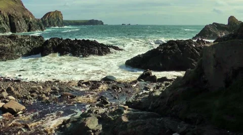 Lizard, Cornwall, stony spot at the sea Stock Footage 49960301