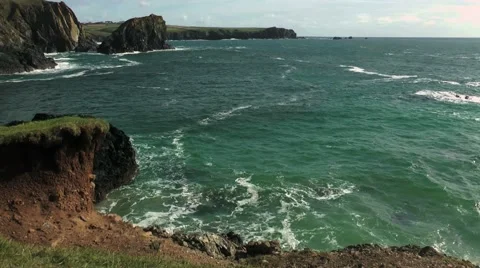 Lizard, Cornwall view onto sea and coastline Stock Footage 49959824