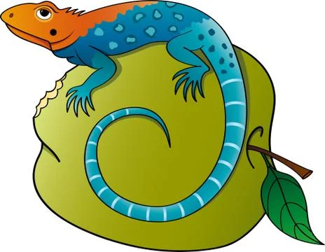 Lizard eating an apple Stock Illustration