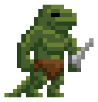 Lizard Fantasy Pixel Art Game Cartoon Character Illustrazione stock