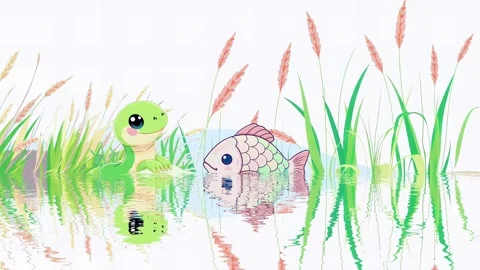 Lizard Fish Cartoon Animation Background Video Stock Footage 301360580