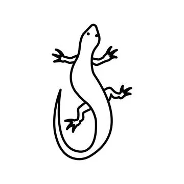 Lizard icon linear logo mark in black and white Stock Illustration