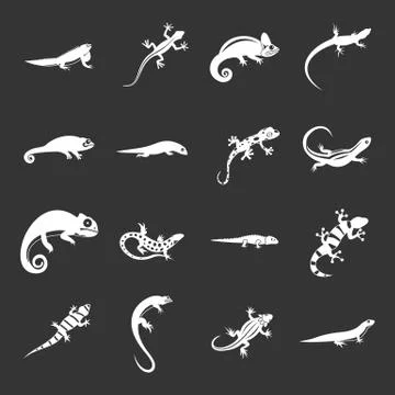 Lizard icons set grey Illustrazione stock