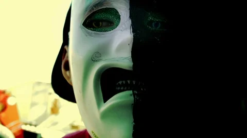 Lizard mutant alien boy with mask Stock Footage 76257290