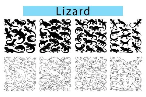 Lizard outline drawing easy, Lizard silhouette vector, Lizard vector art Stock-Illustration