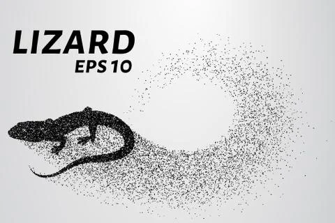 Lizard of particles. Silhouette of a lizard is of little circles. Stock Illustration
