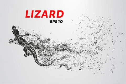 Lizard of particles. Silhouette of a lizard is of little circles. Illustrazione stock