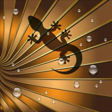 Lizard shadow is on Earth Tone Leaf Stock Illustration