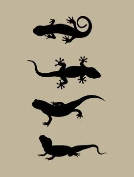Lizard Silhouettes Stock Illustration