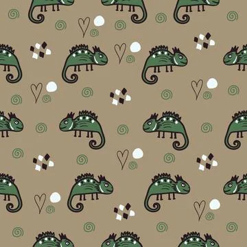 Lizard theme, seamless pattern Stock Illustration